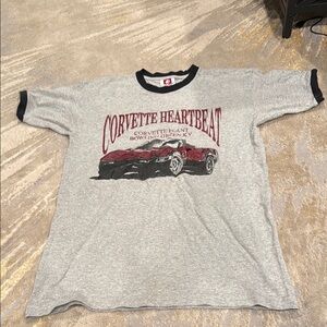 Vintage Corvette Heartbeat Car Plant T Shirt Mens Size M Gray USA Made